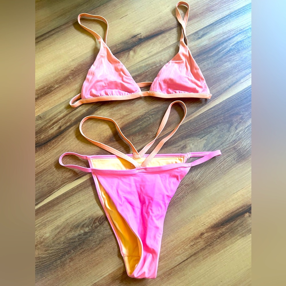 LA Hearts Pink and Orange Bikini Set